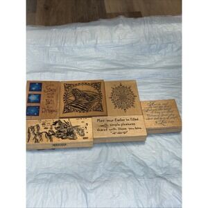 Vintage Penny Black Rubber Stamp Lot Zebra Mandala Wood Mounted